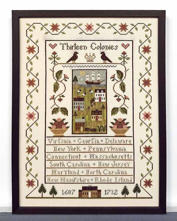 Borduurwerk opgespannen en ingelijst